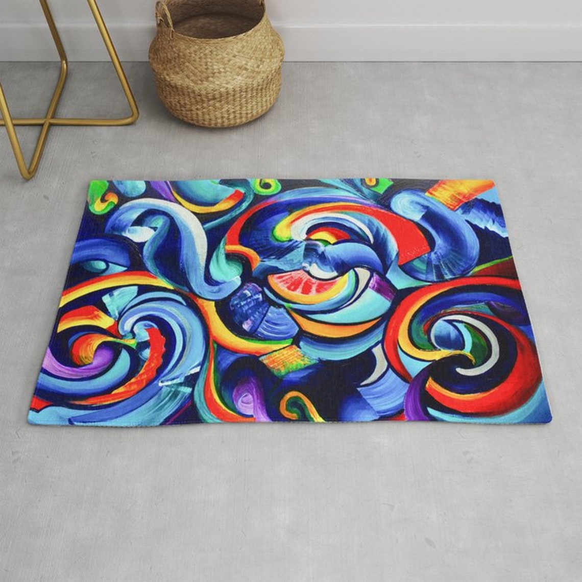 Colorful Rug Abstract Art Rugs Psychedelic Rug Colorful Floor Etsy