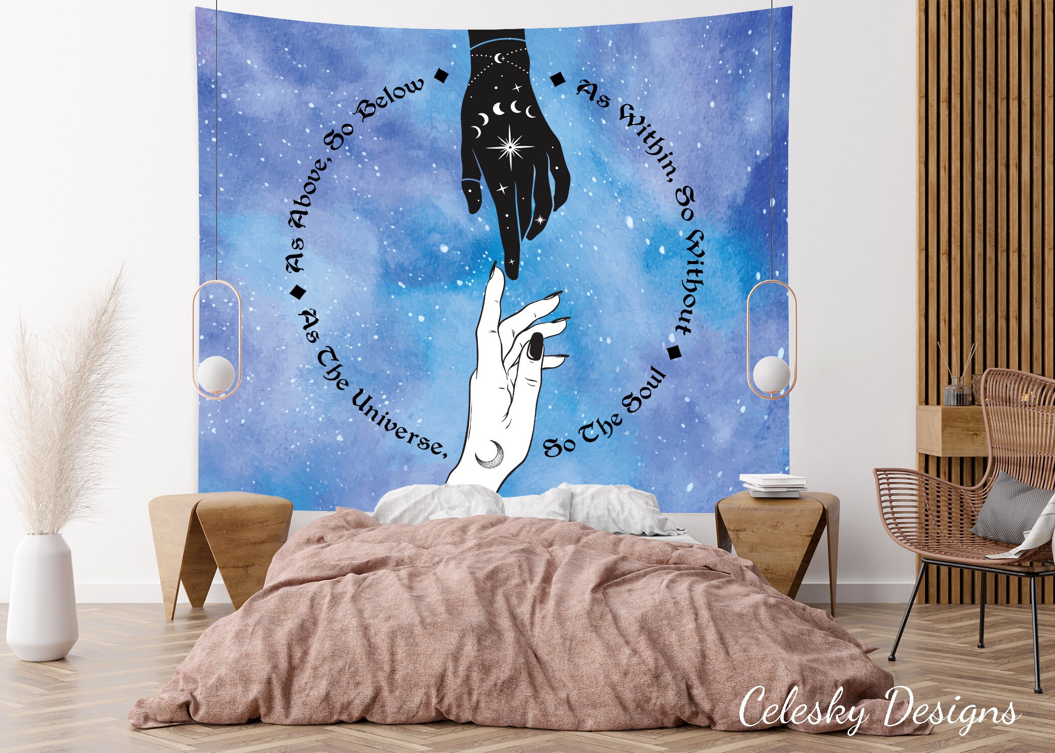 As Above so Below Tapestry Hand of Universe Wall Art Spiritual Tapestries Meditation Tapestry Blue Tapestry Etsy