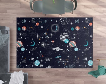 Space Galaxy Rug blue orange space Rug Girls Boys Rug kids Floor Rug space rugs galaxy rugs planets rug star constellations rug children rug