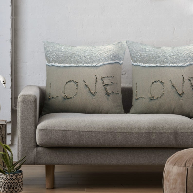 Beach Pillow Love Ocean Pillows Love Pillow Beige Pillows Etsy