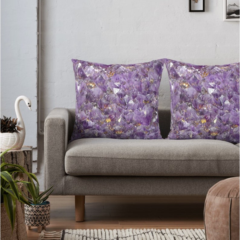 Amethyst Pillow Purple Pillows Amethyst Pillow Crystal Pillows Etsy