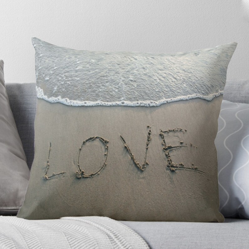 Beach Pillow Love Ocean Pillows Love Pillow Beige Pillows Etsy