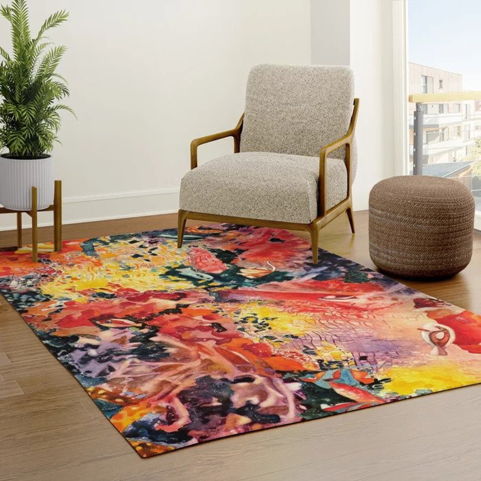 Coral Reef Rug Underwater Rug Orange Rugs Ocean Rug Floor Mat Etsy