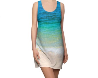 Abito senza maniche Ocean Water - Abito estivo da spiaggia con schiena incrociata