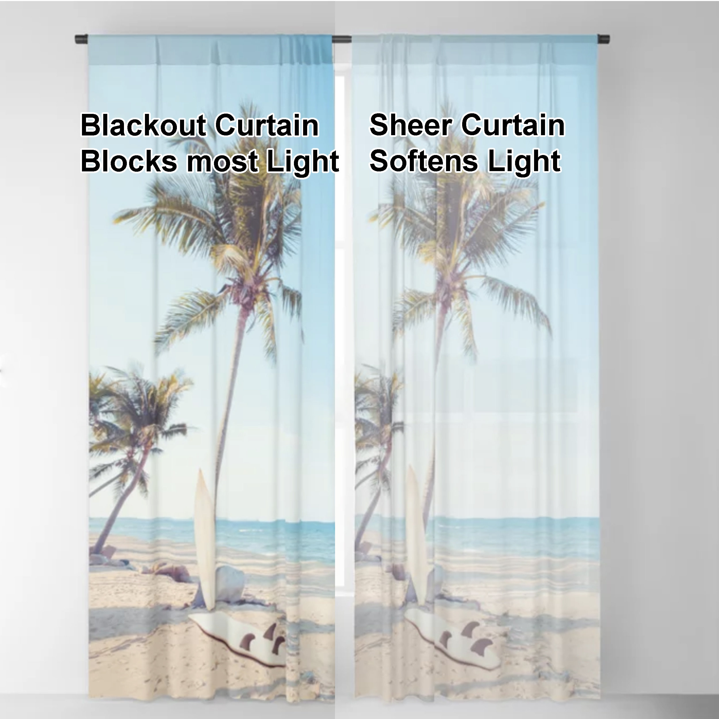 Surfboards Beach Window Curtains Surfer Drapery Curtain Panels - Etsy