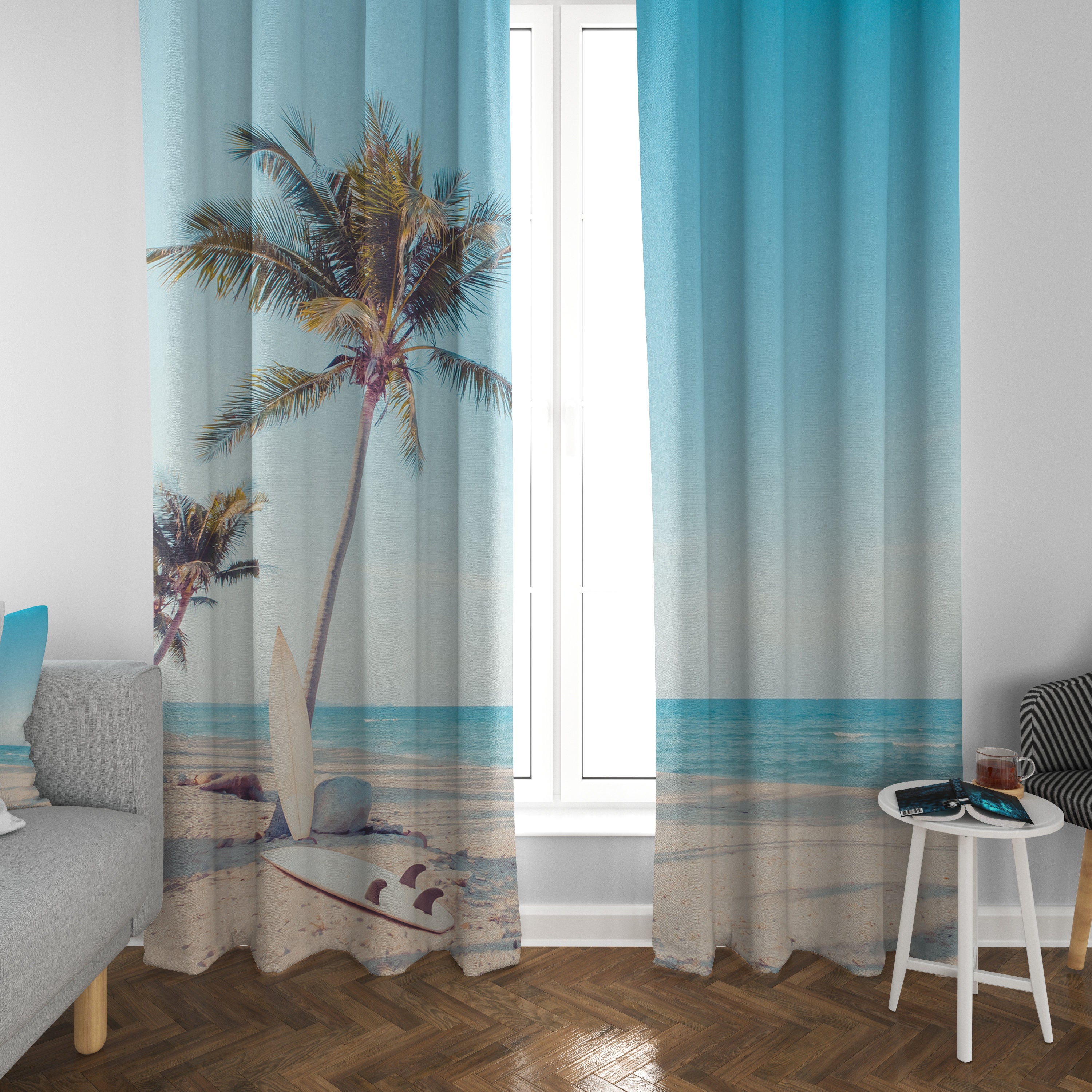 Surfboards Beach Window Curtains Surfer Drapery Curtain Panels - Etsy