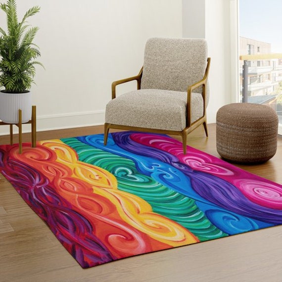 Chakra Rug Colorful Rainbow Rug Floor Rug Mat Spiritual Yoga Chakras Hearts  Hippy Gay Gift Rugs 2x3 3x5 4x6 5x7 5x8 8x10 Large Psychadelic 