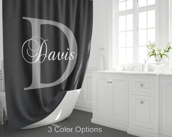 Custom Monogram Shower Curtain Personalized name shower curtains letter rug customized bathroom decor
