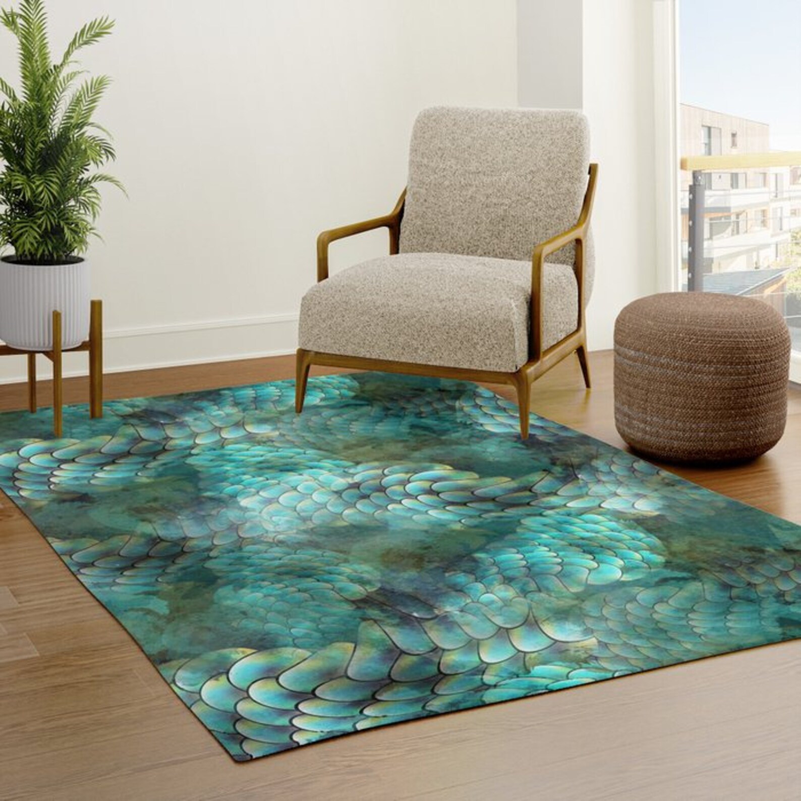 Mermaid Scales Rug Aqua Rugs Ocean Rug Unique Rug Fish Scales Etsy