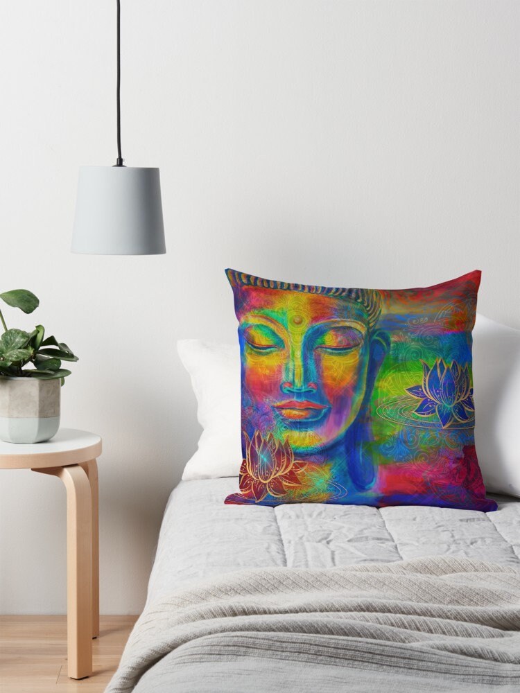 Buddha pillow buddha pillows colorful pillow spiritual pillows Etsy