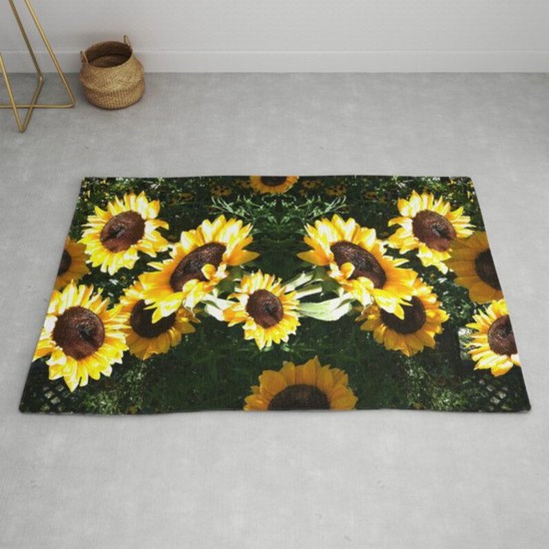 Sunflowers Rug Yellow Floral Rug Flower Power Rug 4x6 5x7 8x10 Etsy