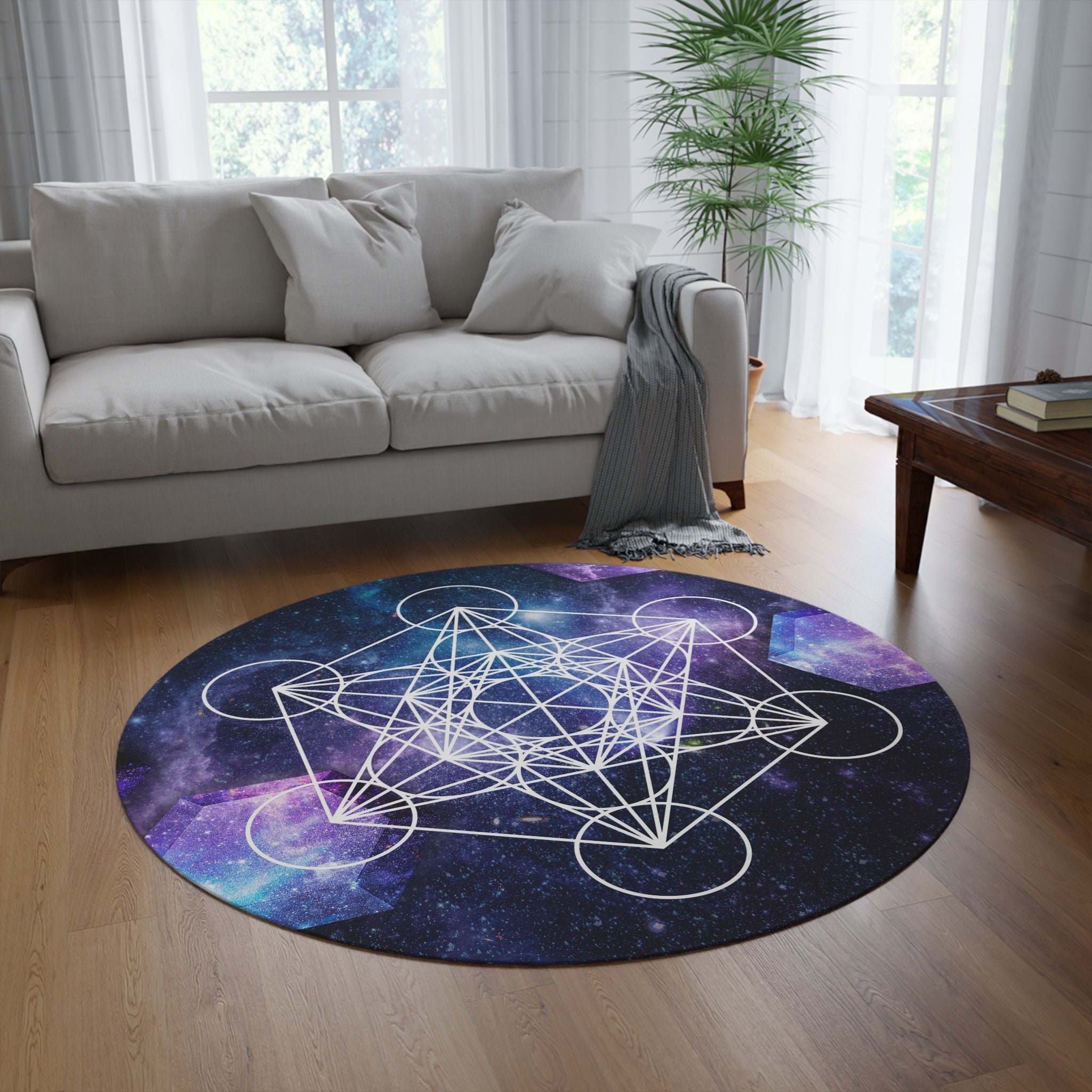 Metatron's Cube Rug Sacred Geometry Rug Galaxy Rug Blue Purple 2x3 3x5 ...