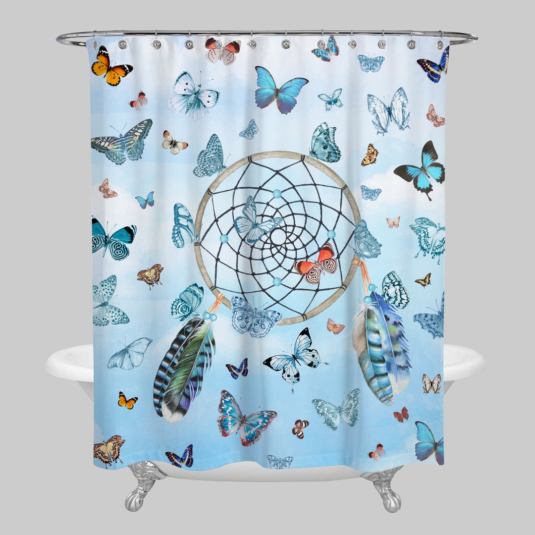 Butterfly Dreamcatcher Shower Curtain Butterflies Shower Etsy