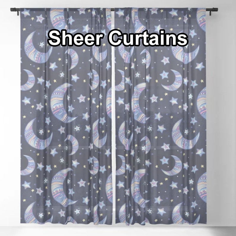 Moon Window Curtains Star Moons Curtains Celestial Drapery Etsy