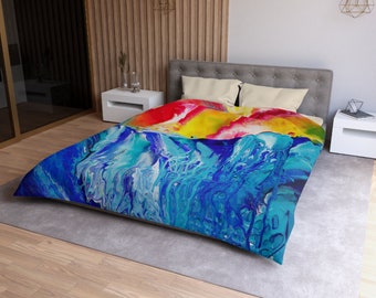 Ocean Duvet Cover or Comforter Artsy bedding Twin Queen King Dorm bedroom blue duvet aqua teal water abstract art beach ocean comforters