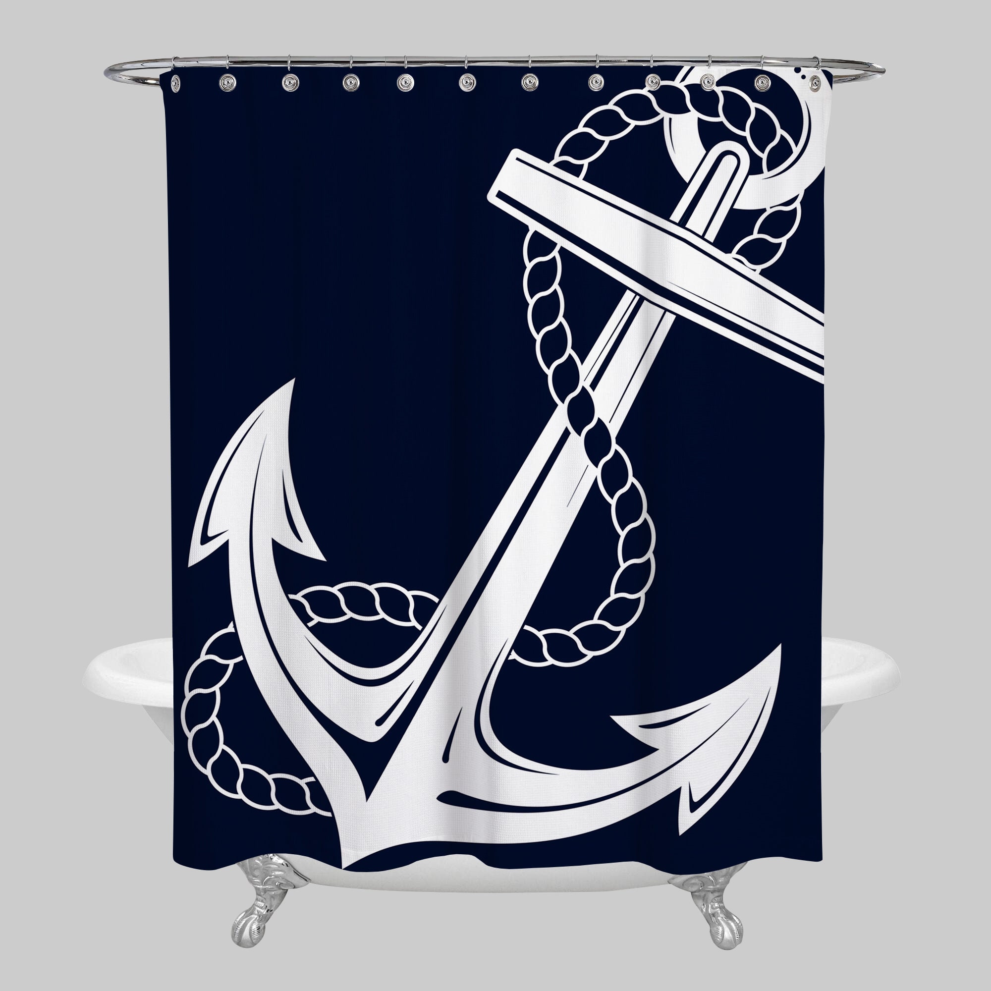 Nautical Shower Curtain Navy Anchor Shower Curtains Tropical Etsy