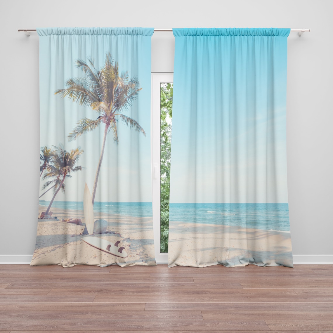 Surfboards Beach Window Curtains Surfer Drapery Curtain Panels Etsy