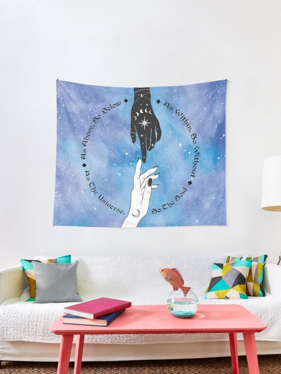 As Above so Below Tapestry Hand of Universe Wall Art Spiritual Tapestries Meditation Tapestry Blue Tapestry Etsy Canada