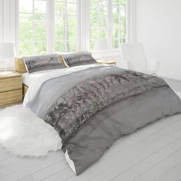 Gray Duvet Cover or Comforter Artsy bedding Twin Queen King modern artwork Abstract Art grey comforter gray comforter