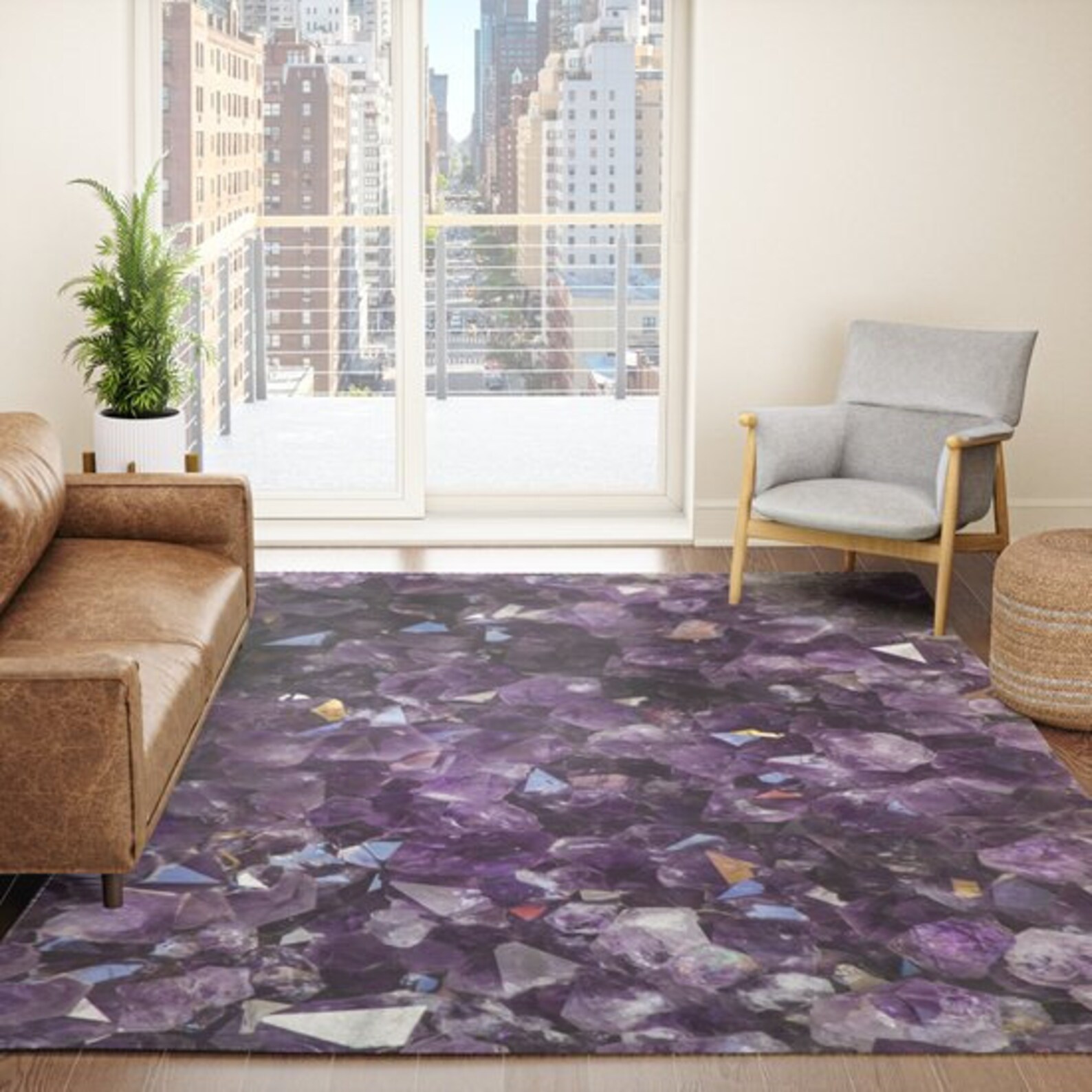 Amethyst Rug Crystal Rugs Purple Floor Mat Spiritual Rugs 2x3 | Etsy