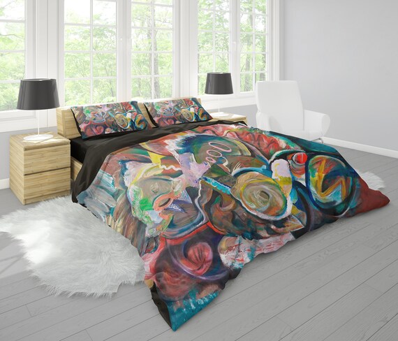 Abstract Art Duvet Cover Or Comforter Artsy Colorful Bedding Etsy