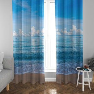 Ocean Window Curtains beach ocean Drapery Curtain Panels water window treatment island curtain blue tropical curtains coastal