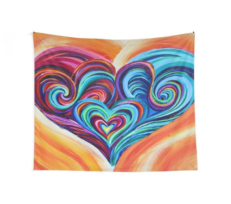 Colorful Hearts Tapestry Rainbow wall art spiritual tapestry Etsy