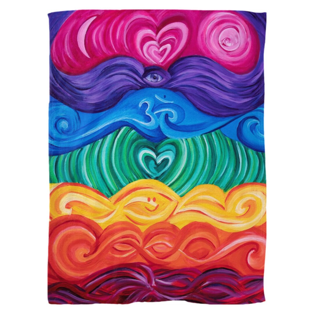 Chakra Blanket Rainbow Spiritual Yoga Gift Chakras Colorful Etsy