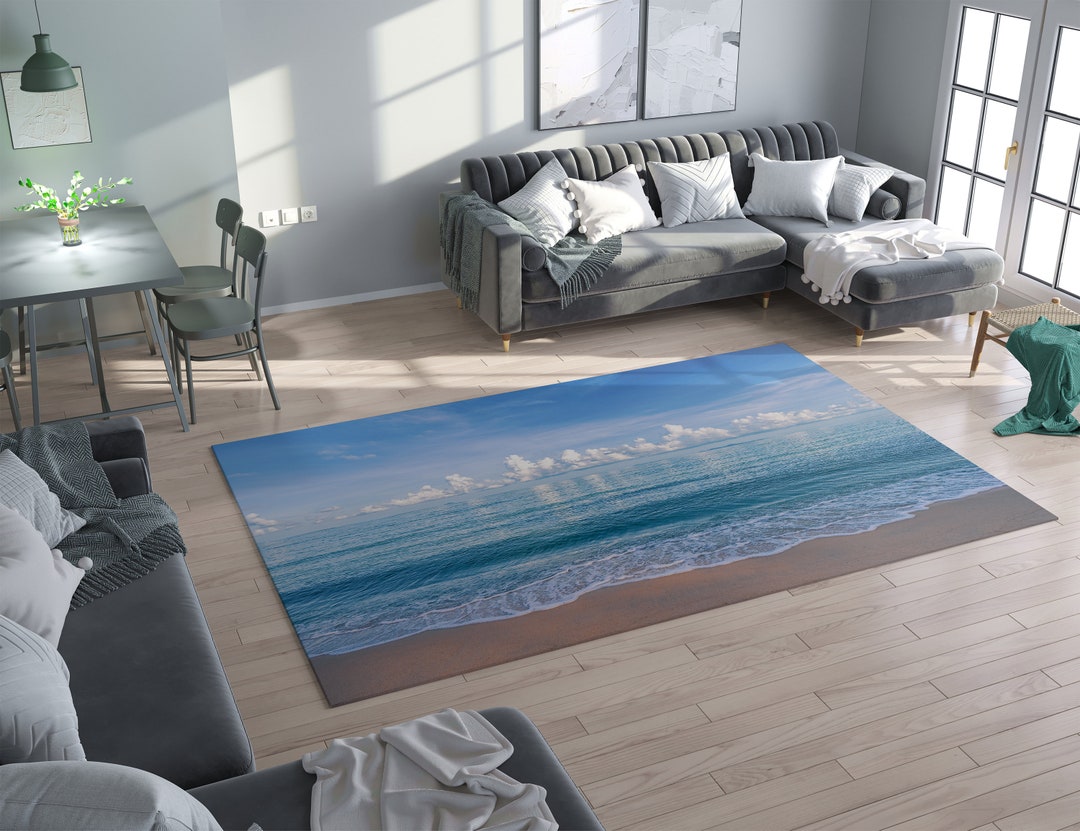 Ocean Rug Tropical Beach Rugs Turquoise Waters Sand Beachy Decor ...