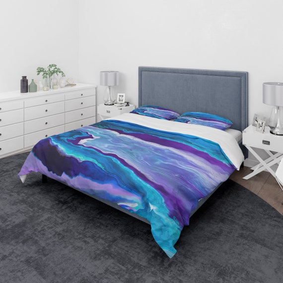 Blue Duvet Cover Or Comforter Artsy Ocean Bedding Blue Twin Etsy
