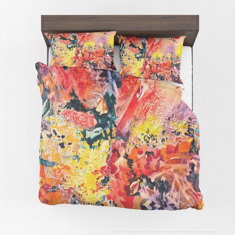 Coral Reef Duvet Cover Or Comforter Artsy Colorful Bedding Etsy