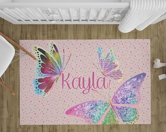 Benutzerdefinierte Name Schmetterling Kinderzimmer Teppich, Bunt Kinderzimmer Dekor