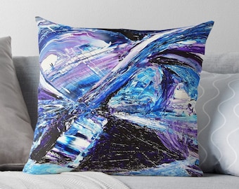 Purple Pillow Abstract Art Pillow Artsy Gift Unique Gift Blue Pillow Purple Pillows For Couch Art Pillows Unique Pillows Artsy Pillow