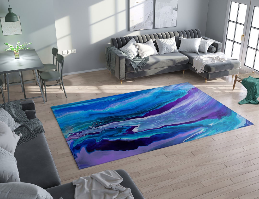 Waves Rugdeco Rug Abstract Blue Waves Rug: Modern Ocean Design - Etsy