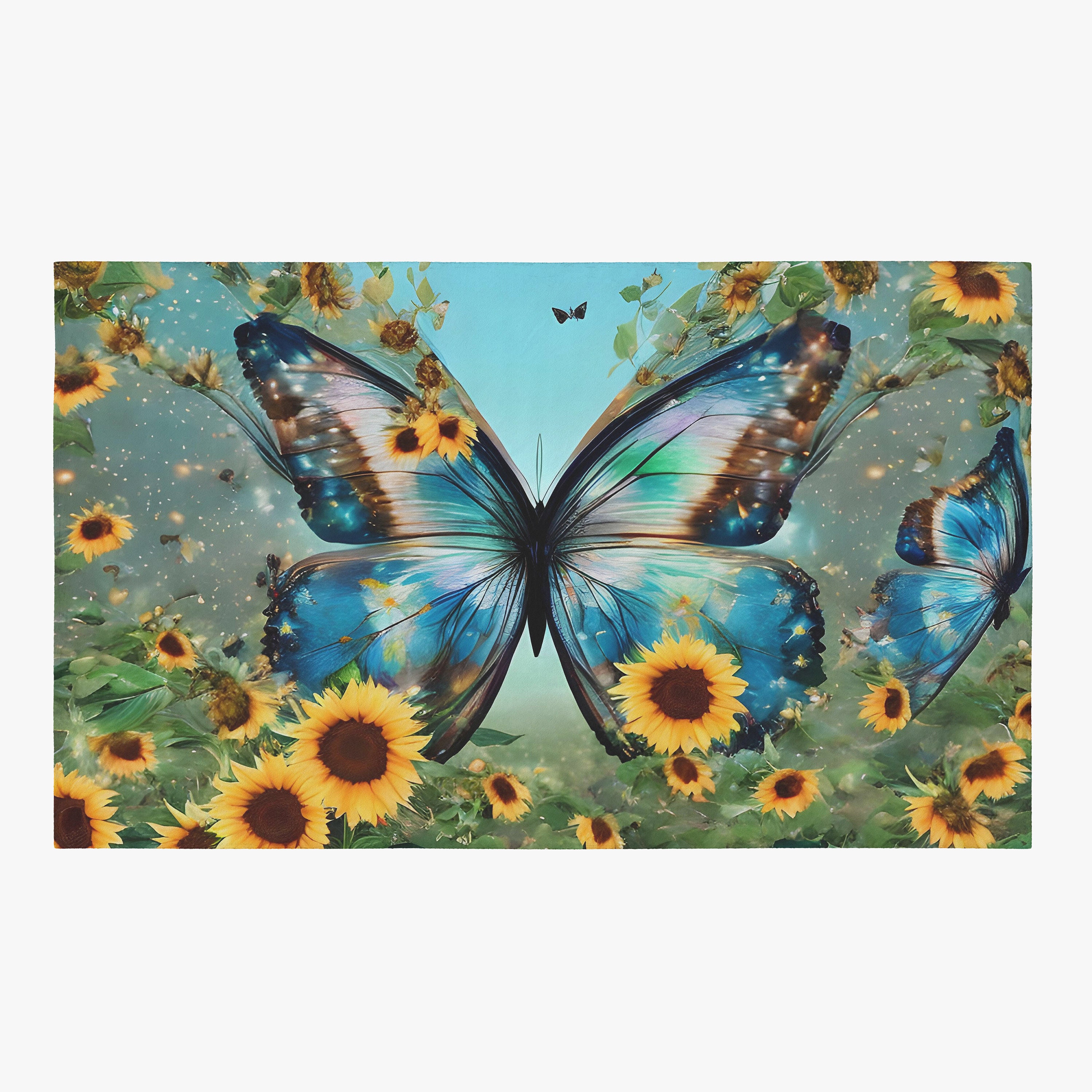Butterfly Rug Sunflowers Rug Blue Rug Butterflies Floor Rugs - Etsy
