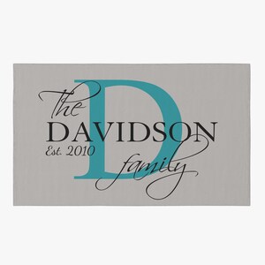 Tapete personalizado com nome, monograma, tapete azul, tapete cinza, tapetes personalizados, tapete personalizado, presente de casamento, tapete com sobrenome
