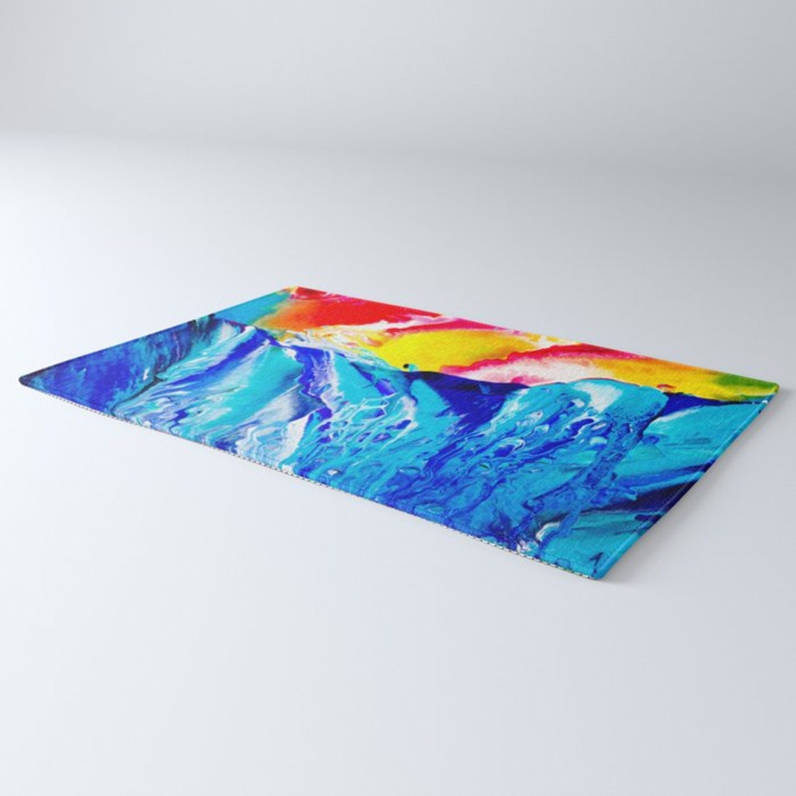 Abstract Ocean Rug Blue Yellow Rug Aqua Rug Colorful Floor Rug - Etsy