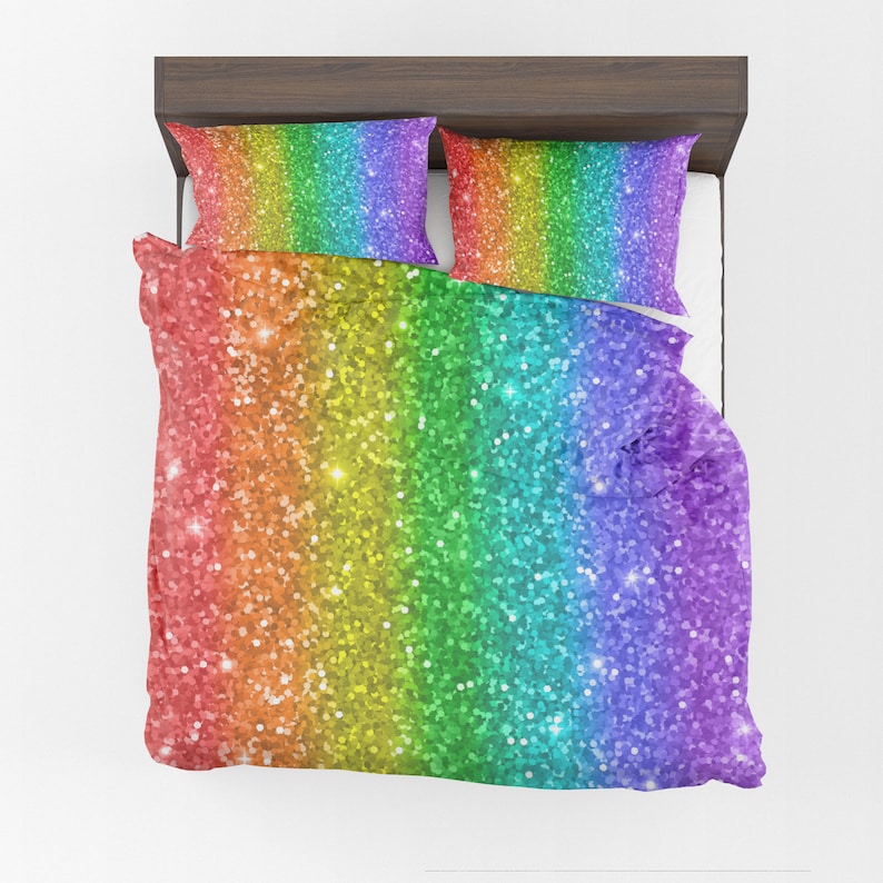 Rainbow Comforter or Duvet Cover Girls Bedding Girly Duvet Etsy