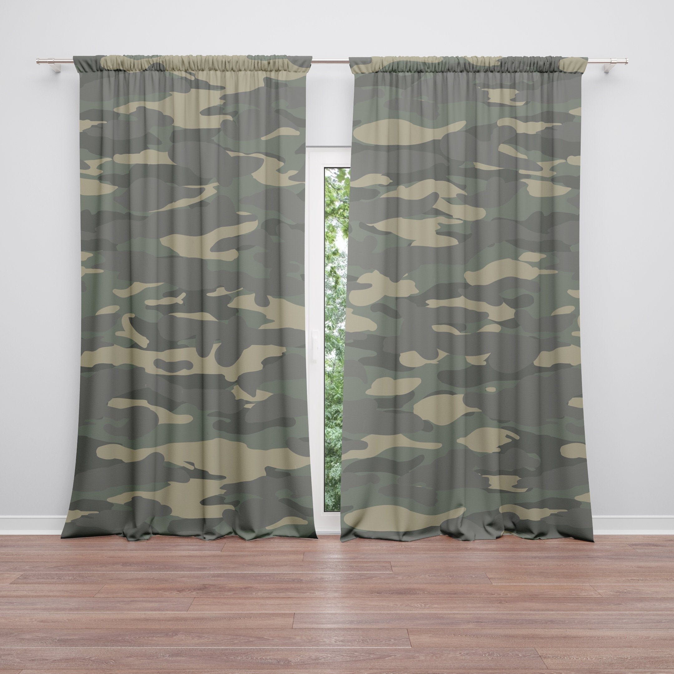 Camo Window Curtains Boys Drapery Kids Curtain Panels Camo Etsy