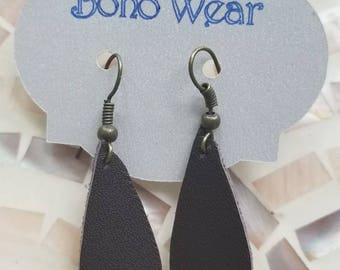 Brown Faux Leather Earrings