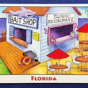 Postal de la tienda de sushi/cebo