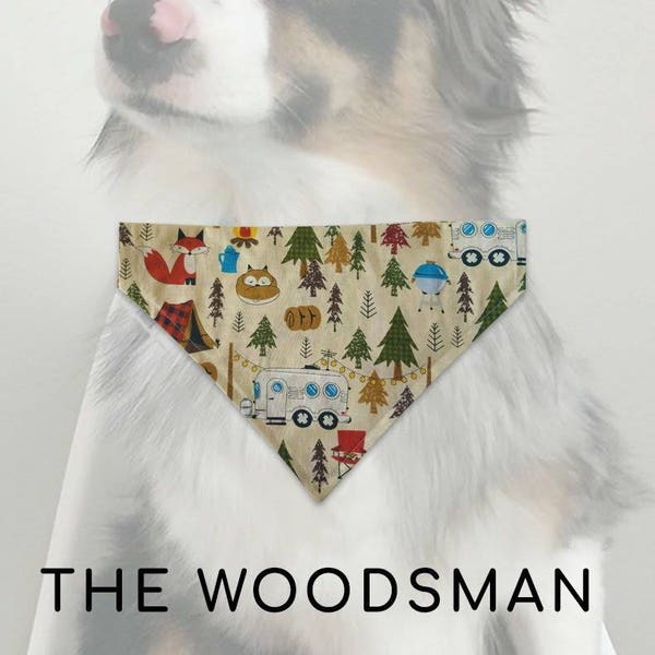 ONE LEFT - Size Medium -The Woodsman - Reversible Over The Collar Dog Bandana