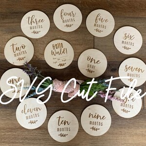 First Year Round Month Milestones SVG cut file for Glowforge Instant Download for Newborn, Baby
