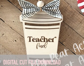 Teacher Gift Card Holder SVG File, Coffee Cup SVG File, Gift Card Holder, SVG File, Laser Cutting File, Laser Engraving File