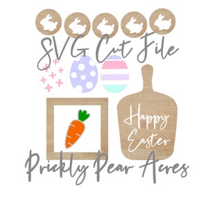 Easter Bunny, Egg and Carrot Tiered Tray SVG cut file for Glowforge Instant Download