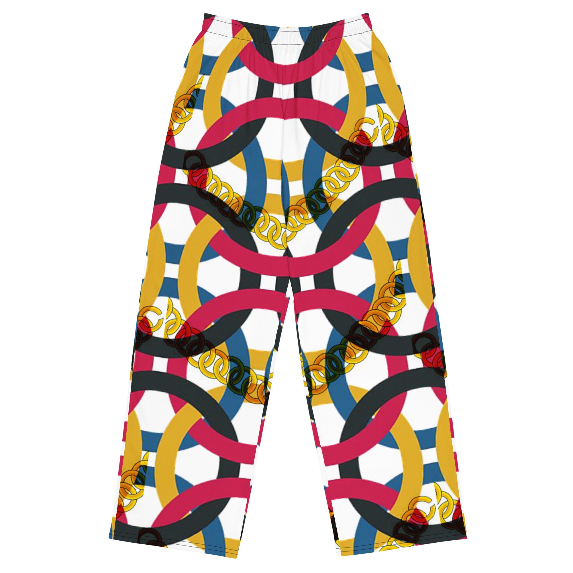 All-over print unisex wide-leg pants - Coral Water-colour