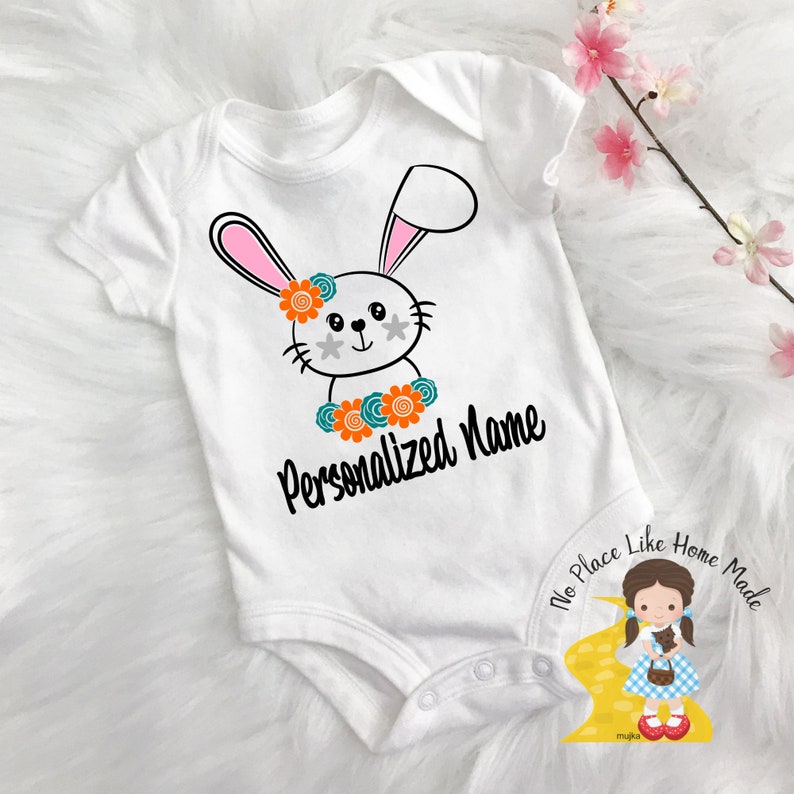 Baby Infant Forest Animal Girl Newborn Personalized Name Cute Bodysuit Personalized Bunny Rabbit