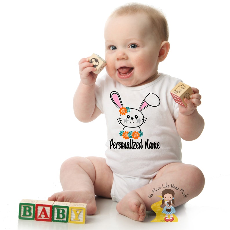 Baby Infant Forest Animal Girl Newborn Personalized Name Cute Bodysuit Personalized Bunny Rabbit