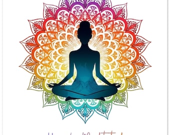 Chakra Meditation Poster | Rainbow Mandala Wall Art