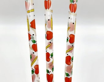 Teacher Straw|Teacher Gift|Teacher Appreciation Gift|End of School Gift|Reusable Straw|Teacher Tumbler|Custom Straw|Apple Straw|Pencil Straw
